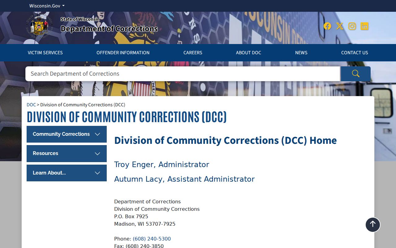 Racine County registry context from Wisconsin community corrections