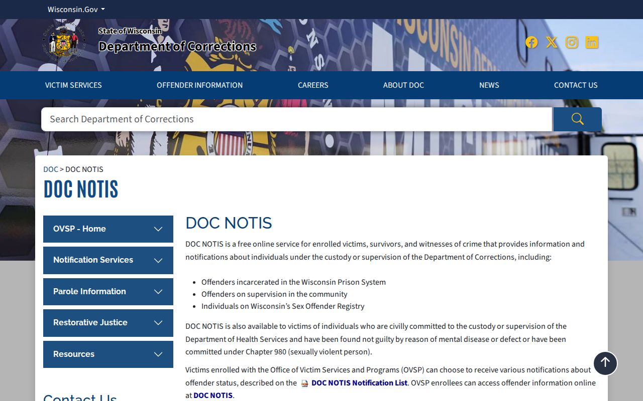Racine County sex offender and custody notification service